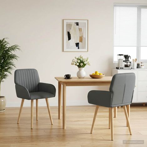 Chaises de salle à manger avec accoudoirs, tissu gris foncé, 2 pièces, 56,5 x 50 x 87,5 cm - PANGIVO (1/5)