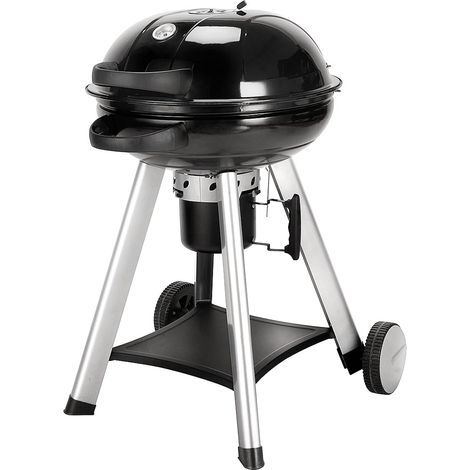 Taino – Grill bouilloire à charbon 57 cm – Couvercle rabattable avec charnière – Acier émaillé – Thermomètre intégré – Grille de maintien au chaud