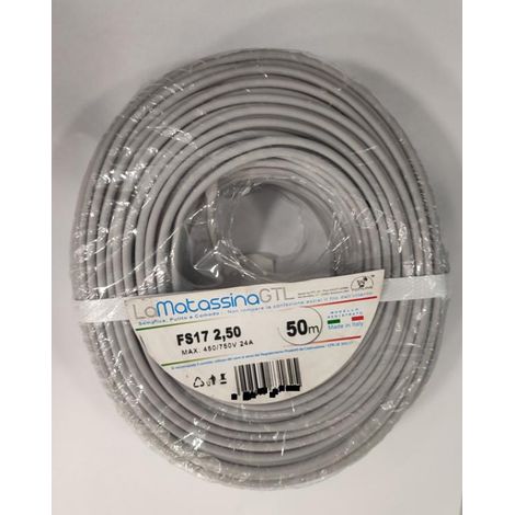 Cavo unifilare fs17 go-at topline 2,5mm 25 metri grigio-mfs172,5gr25