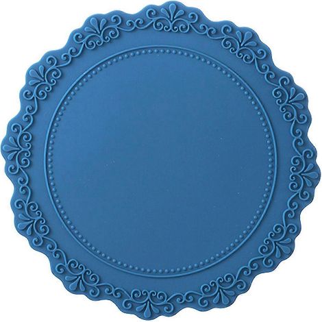 Set de table rond en silicone de 16,5 cm, style européen vintage, tapis de table en relief, résistant à la chaleur, imperméable et antidérapant pour table à manger (1/5)