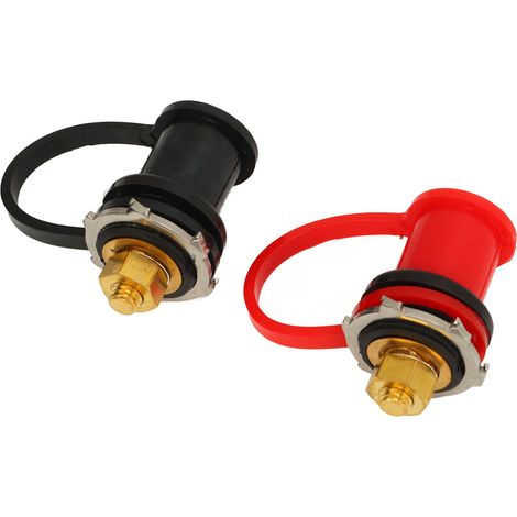 Set aus 2 Batterieladeklemmen mit Fernanschluss für 3/8-Zoll-Gewindebolzen, vorgesehen für Schweißgeräte, Schiffe und Wohnmobile. (1/5)