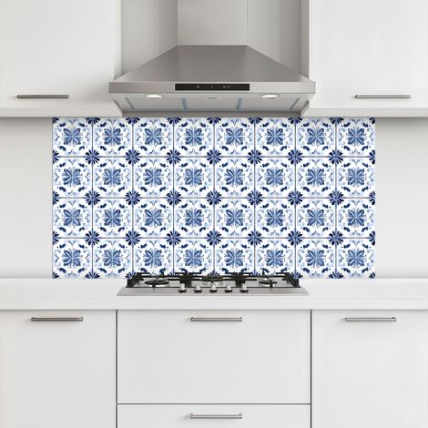 CRÉDENCE CUISINE Motif - Carrelage - Bleu 120x60 cm (1/5)