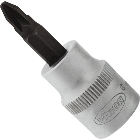 VIGOR Embout tournevis Pozidriv PZ2 3/8" carré creux 10 mm V2290N, 49 mm (1/3)