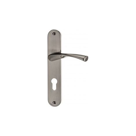 Quincadeco – Poignée de porte coulissante Coralie – Cylindre nickel mat – 2 plaques et 2 poignées – Entraxe 195 mm – Compatible avec serrures à relevage