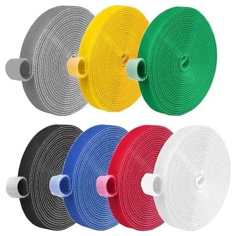 7 Rouleau Attaches de Câble.Sangles Câble.Bande auto-Agrippante.Sangle Réutilisable Câble Pour la Maison et Au Bureau Gestion des Câbles Ranger 20mmx3m - (1/5)