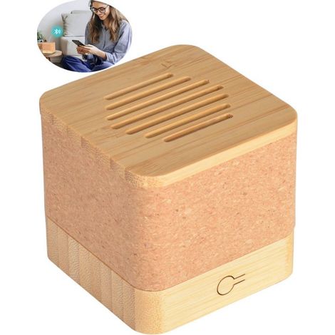 Mini enceinte Bluetooth portable sans fil, connexion jusqu’à 10 m, autonomie jusqu’à 3 heures, enceinte compacte pour écouter de la musique à la maison et en déplacement, finition bois (1/5)