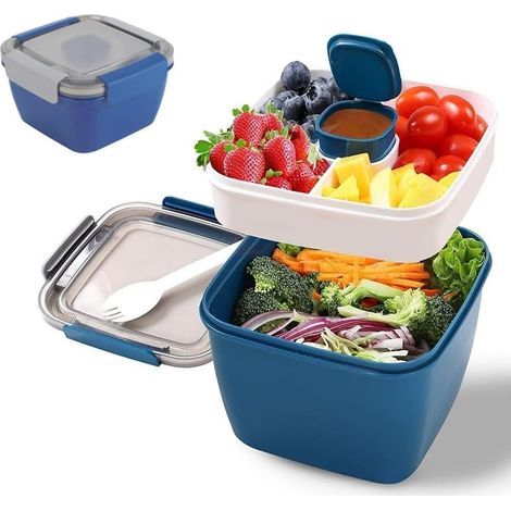 Bento Box boîte à déjeuner avec compartiments de séparation, lunch durable anti-fuite, boîte à sandwich et salade à emporter (1/5)