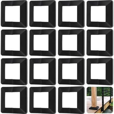 15 cache Base de Poteau Noir Cache Poteau en PVC de 4 x 4 pouce de Diamètre Style Fendu Manchon de Poteau de Clôture en PVC Réutilisable Garniture de Poteau pour Clôture Terrasse (1/5)
