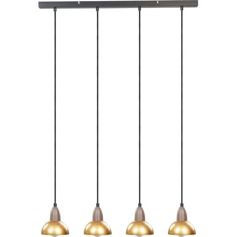 Lampada a sospensione moderna 4 luci con paralumi in metallo Soggiorno Camera da letto Illuminazione d'ambiente Ottone Castaly