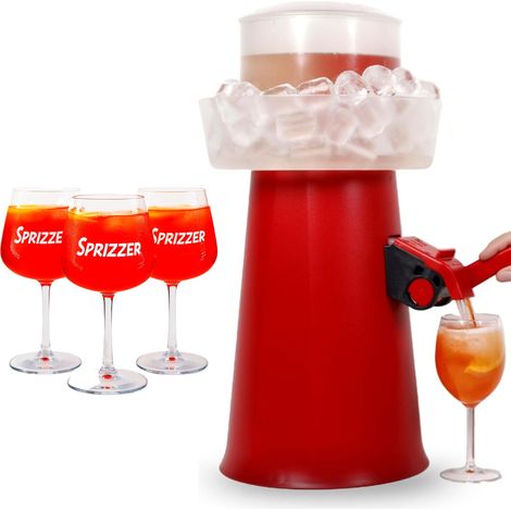 SPRIZZER Kit completo para aperitivos con 3 vasos originales de plástico color rojo diseno italiano SPRIZZER-ROSSO-3-BICCHIERI