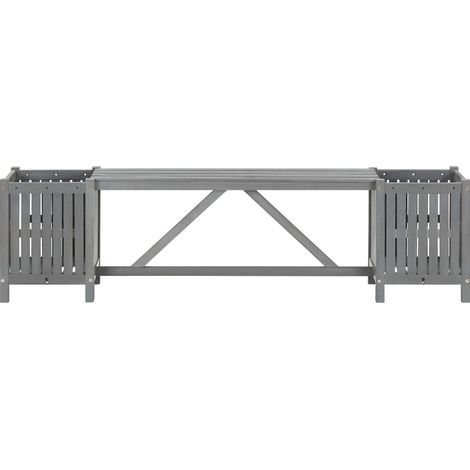 INLIFE Banc de jardin avec 2 jardinières 150 cm Bois d'acacia Gris (1/5)
