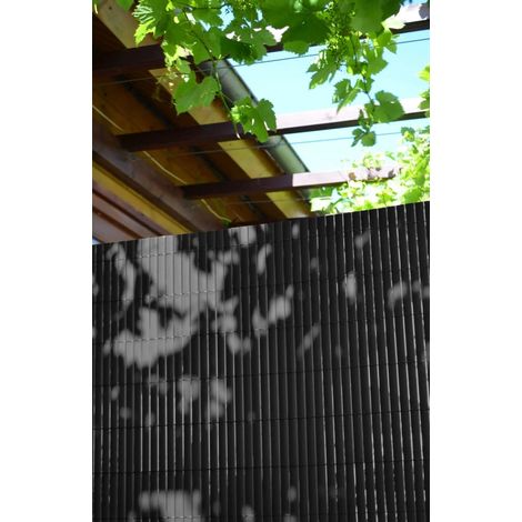 Recinzione in canne bifacciali con doghe da 10 mm, PVC antracite, riciclato al 30%, IDEAL GARDEN, H. 1,5 x L. 3 m IDEAL GARDEN