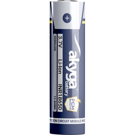 Li-Ion-Akku INR18650 Akyga AKY2461 3,7 V / 3200 mAh mit Schutz (1/2)