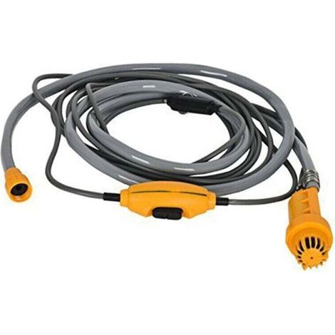 Douche d'extérieur portable, douche de camping 12 V avec pompe à eau, câble de 6 mètres, prise allume-cigare, débit max. 2,5 L par minute (1/4)