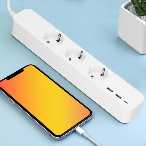 i-03EU Tuya APP/Smart Life APP, Europäischer Standard AC100-250V, WIFI+BLE, intelligente Steckdosenleiste mit 6-Wege-Steuerung, 3 Steckdosen + 2 USB + 1 Typ-C, Google/Alex Sprachsteuerung, 10A. (1/5)