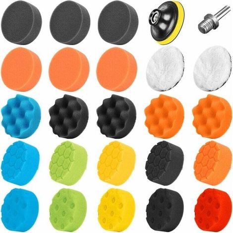 YMYNY 25 pièces 80mm Polissage Pad Éponge de Polissage Éponge polir Kit pour avec M14 Foret pour Voiture Ponçage Polissage pour RO/DA polisseuse Polissage (1/4)