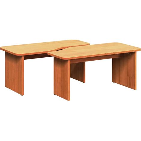 Maison Exclusive - Couchtisch 2 pcs Wachsbraun Massivholz Kiefer