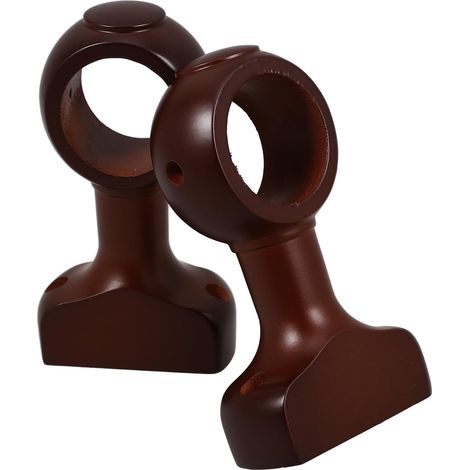 2pcs Supports de Tringle à Rideaux en Bois Base et Tête Décorative, Fixations Robustes pour Éviter L'affaissement, Design Polyvalent, pour Salon et Chambre (1/5)