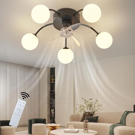 GBLY G9 Deckenventilator mit Beleuchtung Leise Schwarz 6-Gang Licht Timer für Wohnzimmer Schlafzimmer Ohne Leuchtmittel (1/5)