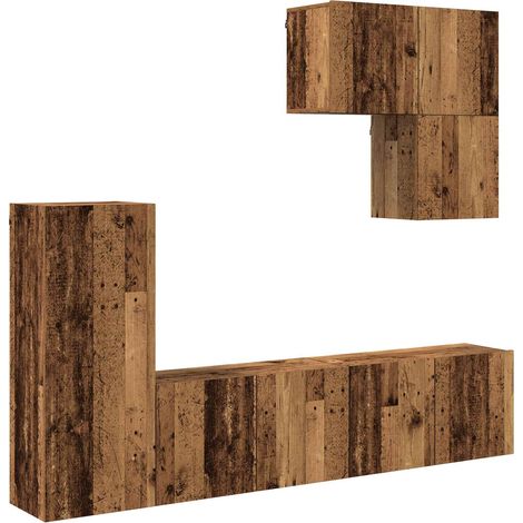 vidaXL TV Wall Unit Wall-mounted 5 pcs Old Wood Engineered Wood (1/4)