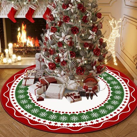 Jupe d'arbre de Noël de 100 cm, décoration d'arbre de Noël, fournitures de fête décoratives de Noël, décorations de Noël (1/5)