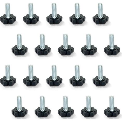 Furniture Leveling Feet, M6x30mm Thread, Pack of 20, Black/Silver