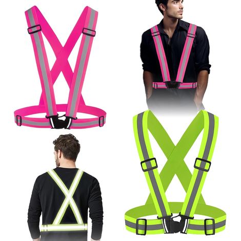 Harnais Réfléchissant, 2 Pièces Bretelles Réfléchissantes, Gilet de Sécurité Haute Visibilité, Gilet de Sécurité Réfléchissant, Visibilité (1/5)
