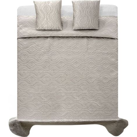 COUVRE-LIT EN SATIN VERONA + TAIES D'OREILLER GREY-SILVER (1/5)