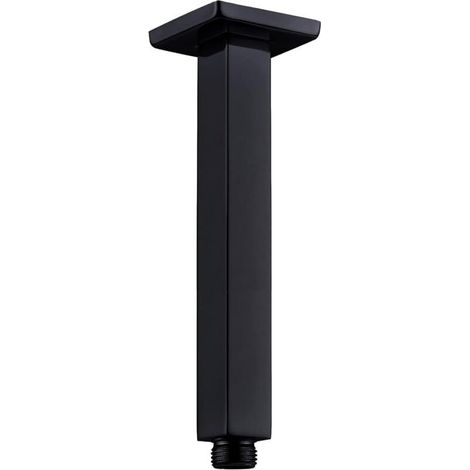 Bras de Douche Noir,Bras de Douche Mural 20 cm Rallonge Douche Carré en Acier Inoxydable Bras de Douche Noir D'extension pour Tete De Douche Pluie,Finition En Peinture Noire (1/4)