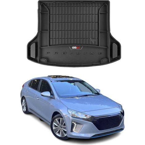 Tapis de Coffre 3D TPE Premium Compatible avec Hyundai Ioniq Hybrid 2016-2021 - Bac de Protection de Coffre Intérieur antidérapant Revêtement de Coffre Bords Hauts pour Voiture Noir