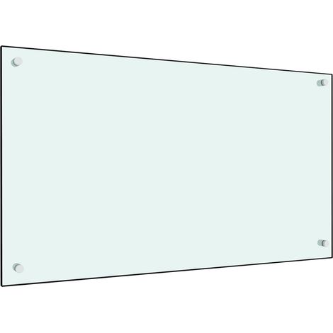 Dosseret de cuisine Fond de hotte / Blanc 90 x 50 cm Verre trempé (1/4)