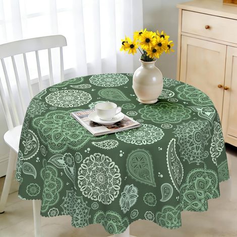 Runde Tischdecke 150 cm Wetterfest Abwaschbar Polyester Mandala Paisley Muster