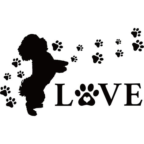 Stickers Muraux Vinyle PVC Motif Chien Amour Citations Motivantes Art Mural Lettrage Noir Autocollant Décoratif pour Décoration Maison Chambre Salon Porte Déco Murale Animaux Compagnie (1/5)