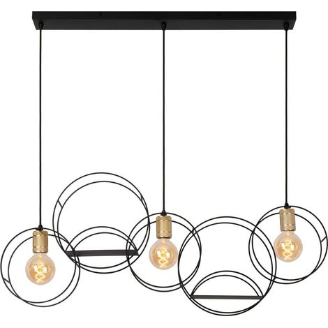 Suspension led 3xe27 40w noir or mat dimmable - lucide - circle (1/5)