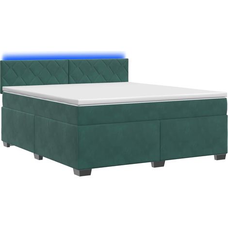 Maison Exclusive - Lit de box spring avec matelas et LED Vert foncé 140 x 190 cm (1/5)