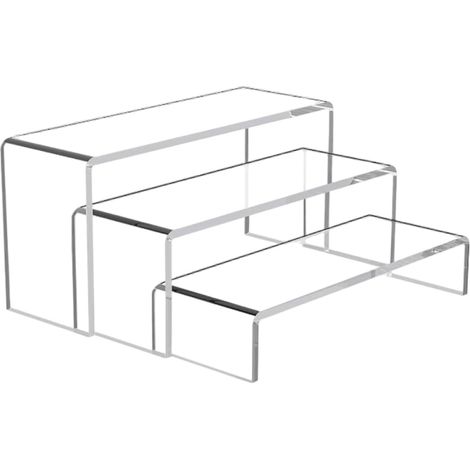 3 présentoirs rectangulaires larges en acrylique transparent, étagères (1/5)