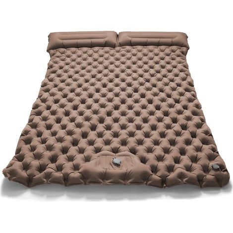 Matelas gonflable double de camping (jaune), ultraléger et pliable (1/5)