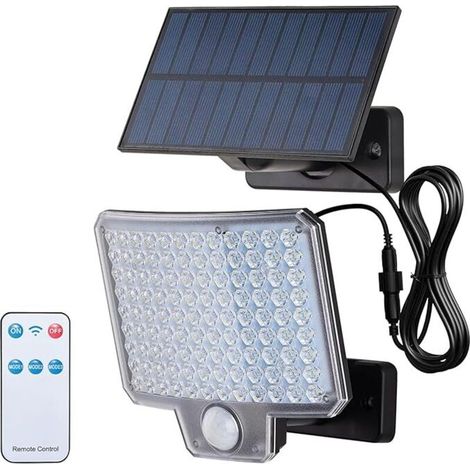 GD201, luces solares de seguridad para exteriores con detector de movimiento, 3 modos y control remoto, IP65, impermeables, para jardín, patio y entrada. (1/4)