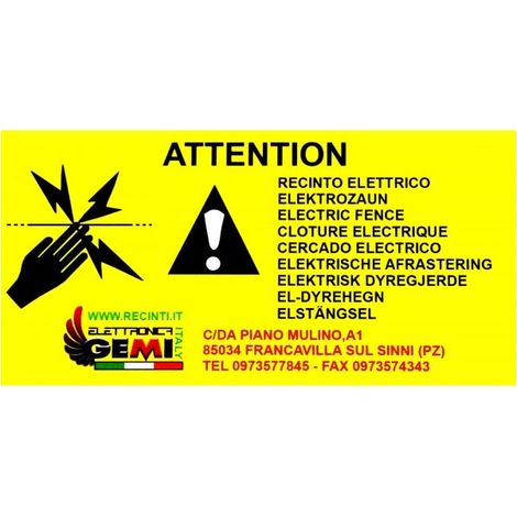 Señal De Peligro Aluminio For Cerco Eléctrico Gemi Eettronica