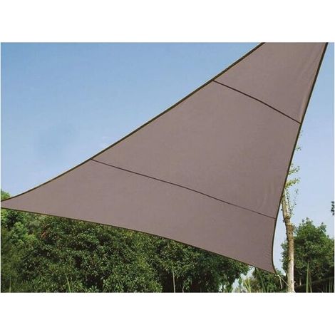 Voile d'ombrage triangulaire 5x5x5 m – Polyester 160 g/m² – Gris taupe – Protection UV 90% – Hydrofuge – Modèle RI8388 (1/5)