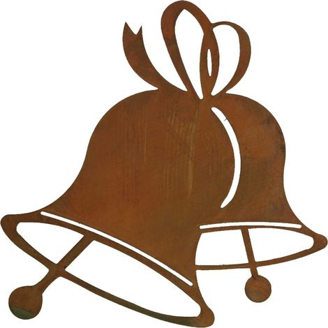 Cloche de Noël à Suspendre en Métal Aspect Rouille Patinée Décoration Jardin et Intérieur 15x15 cm - PANGIVO (1/2)