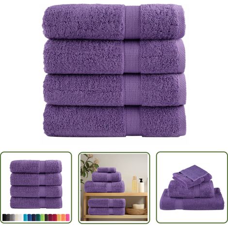 The Living Store Essuie-mains de qualité supérieure SOLUND 4 pcs violet 600 g/m² - Essuie Mains - Serviette Main - Serviettes De Toilette - Textile Maison - Linge De Maison (1/5)