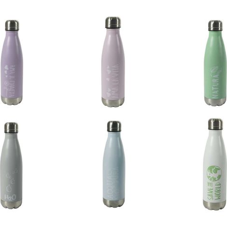 BOTTIGLIA TERMICA 500ML 24H ACCIAIO INOX 6 COLORI ASSORTITI (1/5)