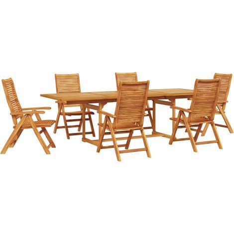 Maison Exclusive - Garten Essgruppe 7 pcs Braun Massivholz Akazie