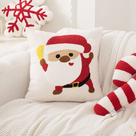 Housses de coussin de Noël, taies d'oreiller, décoration de Noël pour la maison, 45 x 45 cm, housse de coussin décorative pour canapé (Père Noël) (1/5)
