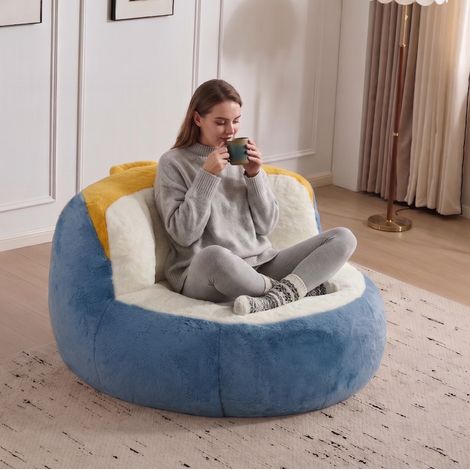 Fauteuil pouf multicolore en fausse fourrure HAVRYA (1/5)