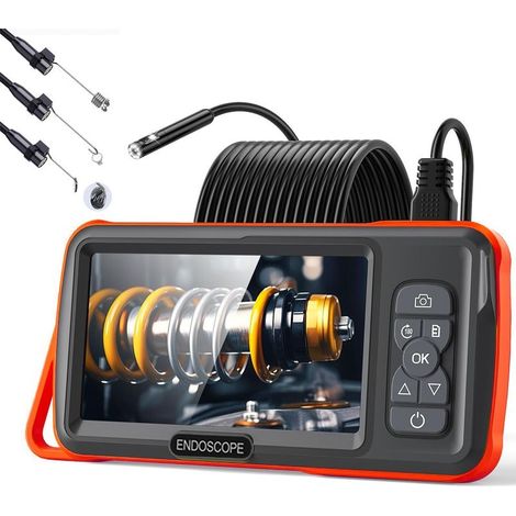 Caméra d'inspection endoscope numérique HD 1080p Double objectif avec câble semi-rigide 5m Étanche IP67 8 LED pour vision nocturne (1/5)