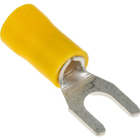 Cosse à fourche à sertir RS PRO Isolé, Jaune 10AWG 6mm² 12AWG 2.5mm²