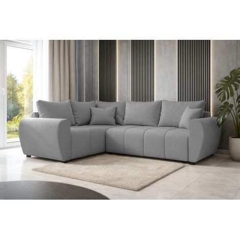 AX LIVING Malatya L Ecksofa mit Schlaffunktion Sofa Hellgrau 235 cm L