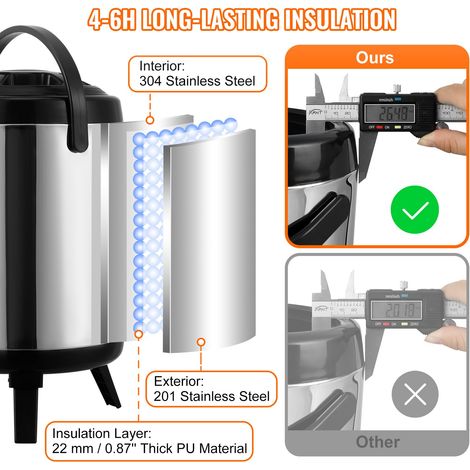 Distributeur de Boissons Isotherme 6 L Distributeur d’Eau Chaude (1/5)